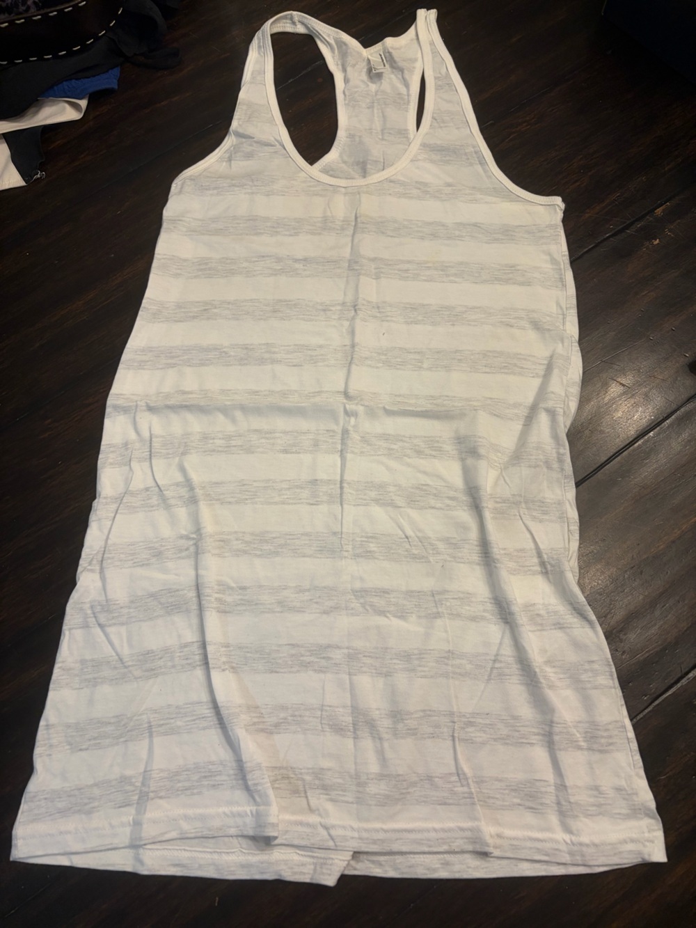 American Apparel White Racerback striped gray Tank Top size small